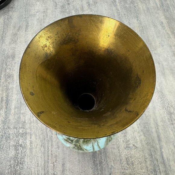 DELFT Holland Hand Painted Ceramic and Brass Vase - Picture 6 of 11